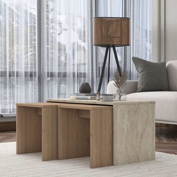 Hanah Home Travertin Dohányzóasztal Szett AB114 - 4729