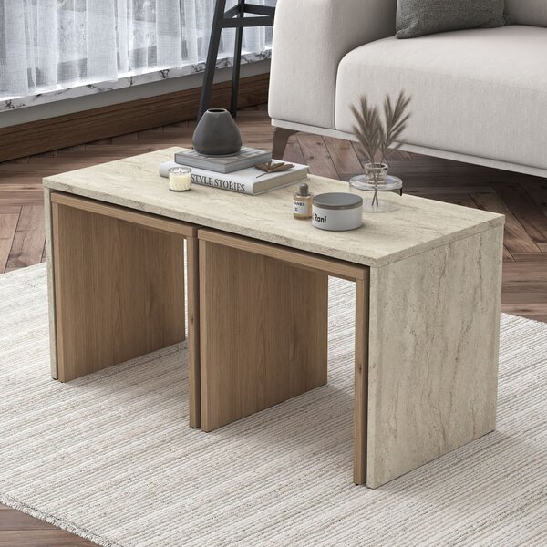Hanah Home Travertin Dohányzóasztal Szett AB114 - 4729
