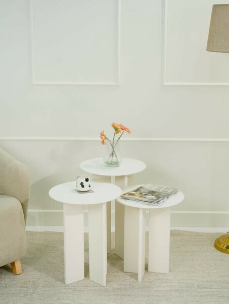 Hanah Home Dohányzóasztal szett Krém Leo (55 + 50 + 45) - Krém