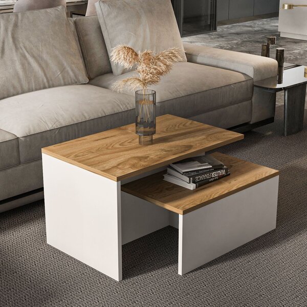 Hanah Home Fészekasztal (2 darab) Oak White Twins - Tölgy, Fehér