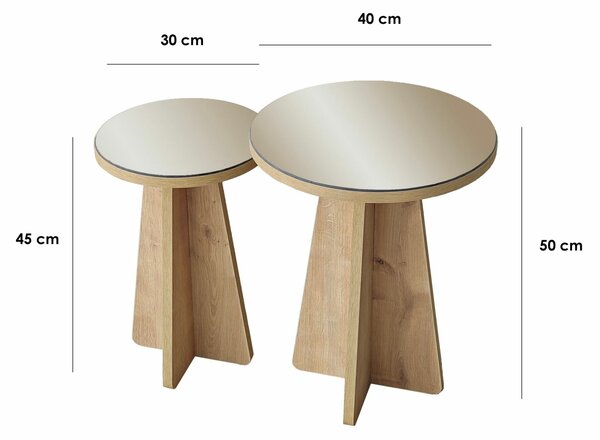 Hanah Home Kisasztal Szett Bronz Zafír Tölgy Luna 2 - Bronz, Zafír Tölgy