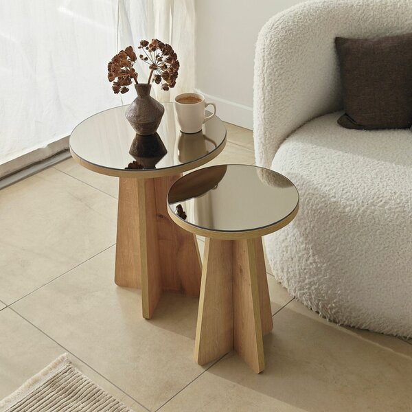 Hanah Home Kisasztal Szett Bronz Zafír Tölgy Luna 2 - Bronz, Zafír Tölgy