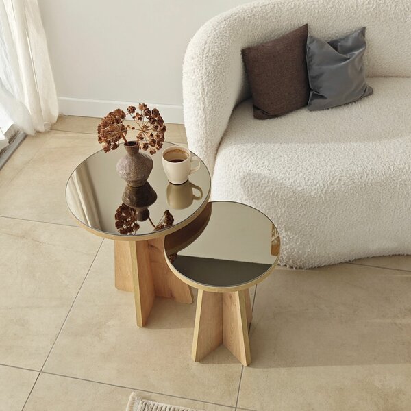 Hanah Home Kisasztal Szett Bronz Zafír Tölgy Luna 2 - Bronz, Zafír Tölgy