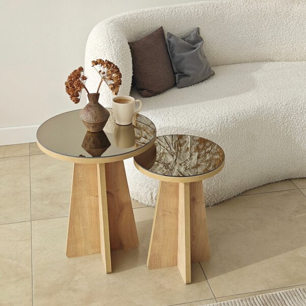 Hanah Home Kisasztal Szett Bronz Zafír Tölgy Luna 2 - Bronz, Zafír Tölgy