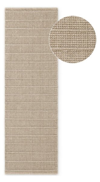 Bézs kézi szövésű gyapjú futószőnyeg 80x250 cm Camden Parker – Ted Baker