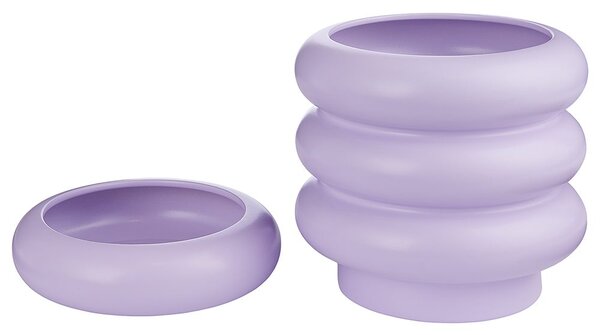 HOOP kerámia kaspó tálcával, lila Ø 18,5 cm