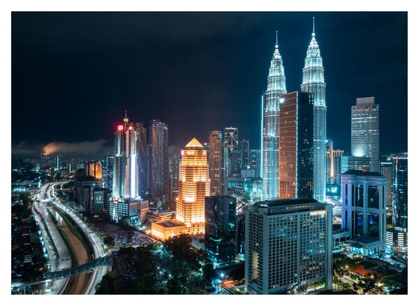 Kép - Éjszaka Kuala Lumpurban (70x50 cm)