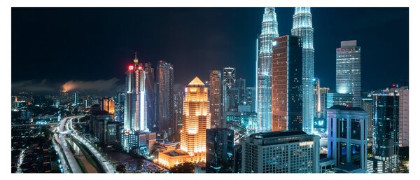 Kép - Éjszaka Kuala Lumpurban (120x50 cm)