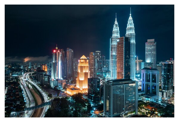 Kép - Éjszaka Kuala Lumpurban (90x60 cm)