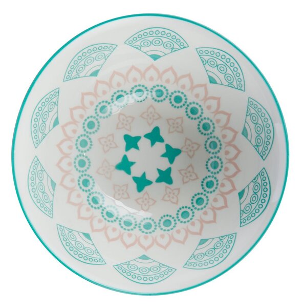 ORNAMENTS tálka 520 ml, zöld-rózsaszín