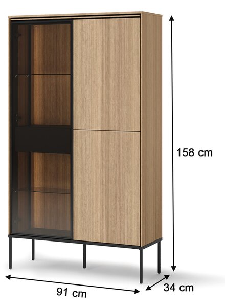 VISSO 2D1W vitrines szekrény LED világítással