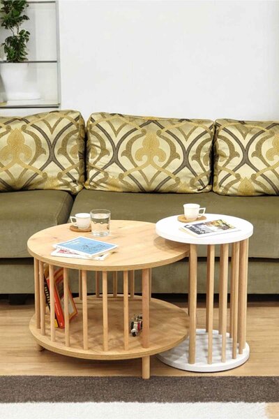 Hanah Home Dohányzóasztal Szett Zafír Tölgy Fehér Peka-Set108