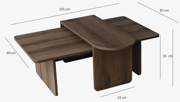 Hanah Home Dohányzóasztal szett Bronze Walnut Paris - Bronz, dió