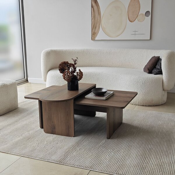 Hanah Home Dohányzóasztal szett Bronze Walnut Paris - Bronz, dió