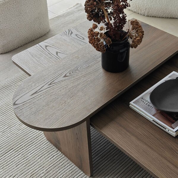 Hanah Home Dohányzóasztal szett Bronze Walnut Paris - Bronz, dió