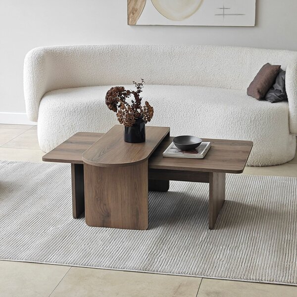 Hanah Home Dohányzóasztal szett Bronze Walnut Paris - Bronz, dió