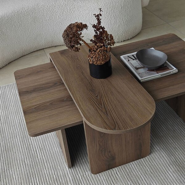 Hanah Home Dohányzóasztal szett Bronze Walnut Paris - Bronz, dió