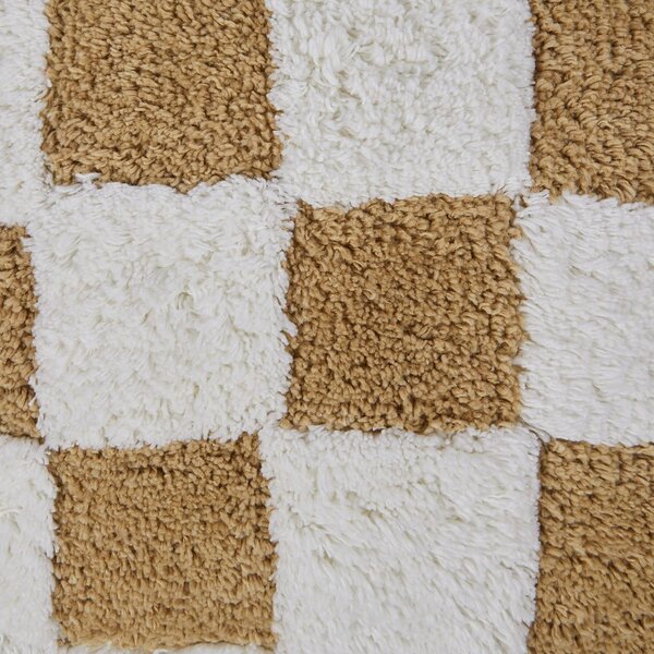 CHECKER STYLE plüss párna 50 x 50 cm, fehér-világosbarna