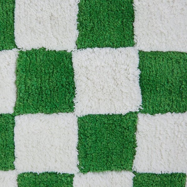 CHECKER STYLE plüss párna 50 x 50 cm, fehér-zöld