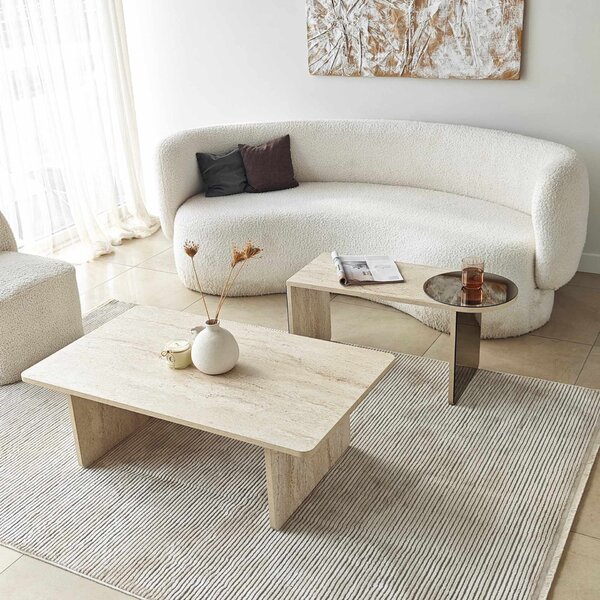 Hanah Home Nesting Table (2 Pieces) Travertine Bronze Luna - Travertine