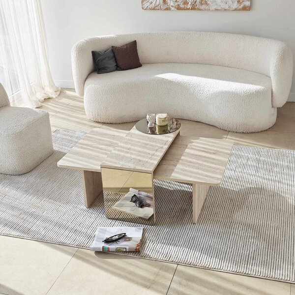 Hanah Home Nesting Table (2 Pieces) Travertine Bronze Luna - Travertine