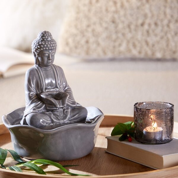 BALANCE kerámia asztali szökőkút Buddha, szürke
