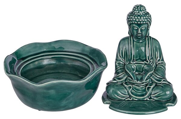 BALANCE kerámia asztali szökőkút Buddha, zöld