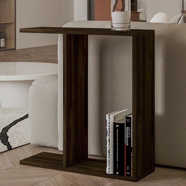 Hanah Home Side Table Walnut Lotus - Walnut