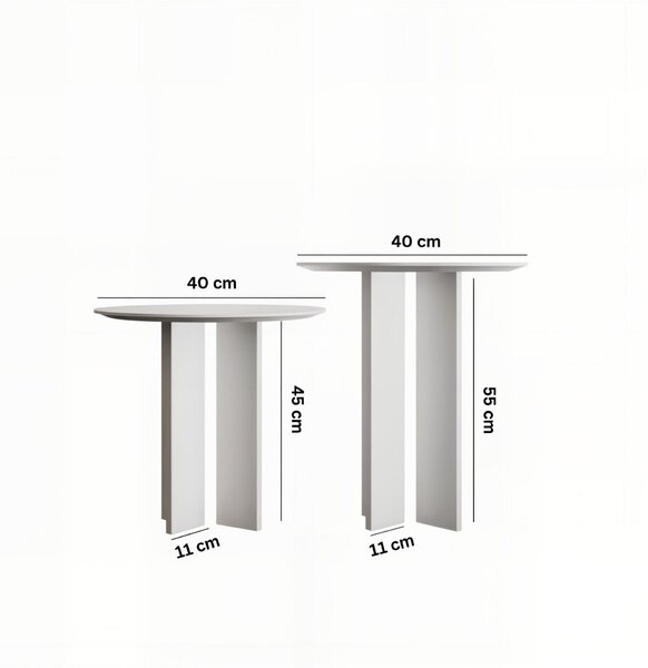 Hanah Home Dohányzóasztal szett Leo (55 + 45) - Fehér
