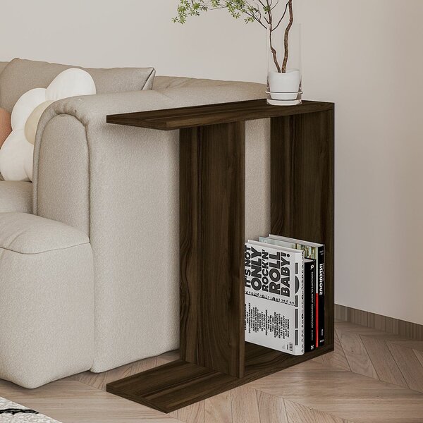 Hanah Home Side Table Walnut Lotus - Walnut