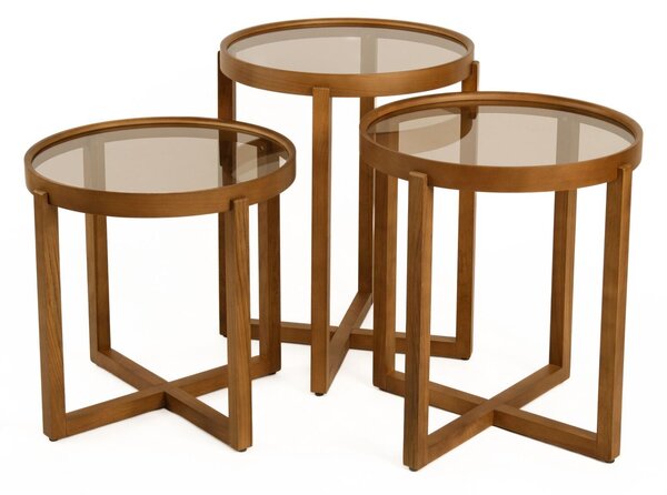 Hanah Home Fészekasztal (3 részes) Walnut Milas 3 - diófa hatású dió