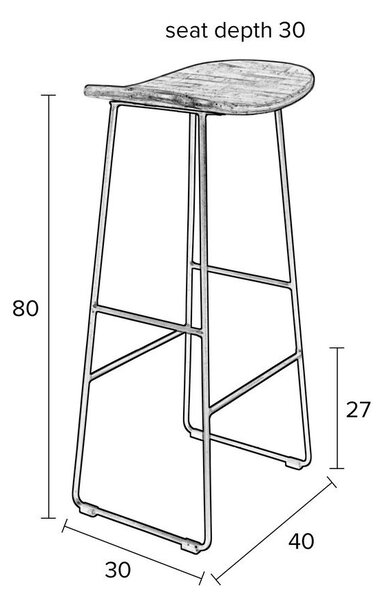 Fekete teakfa bárszék (ülésmagasság 76 cm) Tangle – White Label