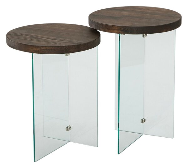 Hanah Home Serenity 2 Dohányzóasztal szett Átlátszó, diófa hatású diófa