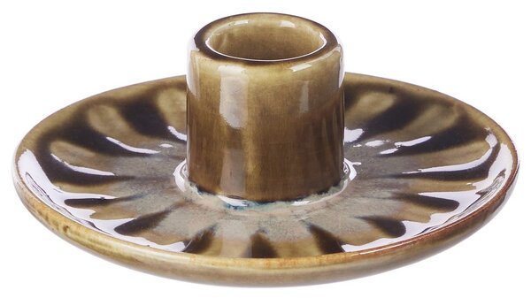 SEVENTIES porcelán gyertyartartó, oliva