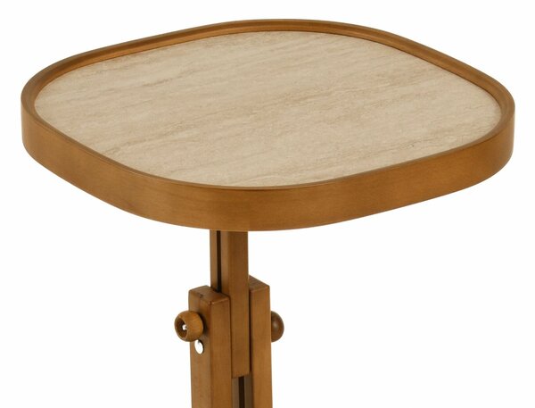Hanah Home Side Table Walnut Travertine Opus Kare 42 - Walnut, Travertine