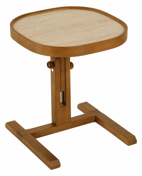 Hanah Home Side Table Walnut Travertine Opus Kare 42 - Walnut, Travertine