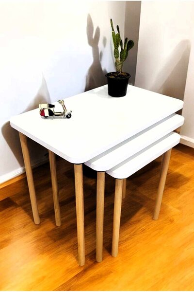 Hanah Home Behelyezhető asztal (3 darabos) Fehér Peka0015-S - Fehér
