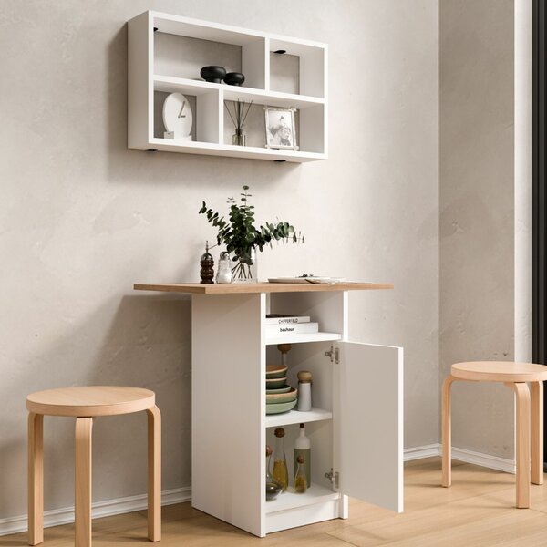 Hanah Home Dining Table & Wall Shelf Set (2 Pieces) White Oak Nord - ND17-SW