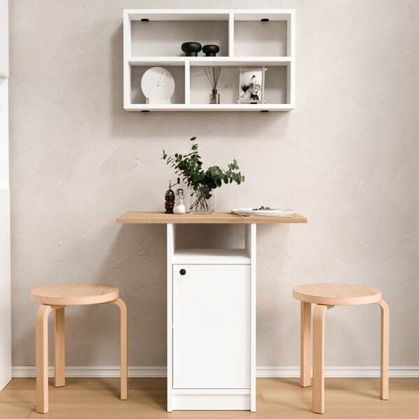 Hanah Home Dining Table & Wall Shelf Set (2 Pieces) White Oak Nord - ND17-SW