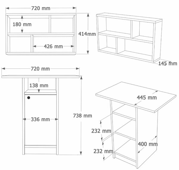 Hanah Home Dining Table & Wall Shelf Set (2 Pieces) White Oak Nord - ND17-SW