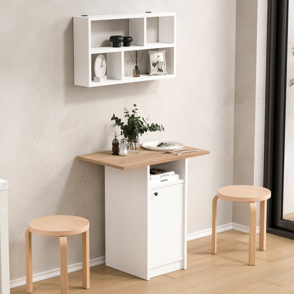 Hanah Home Dining Table & Wall Shelf Set (2 Pieces) White Oak Nord - ND17-SW