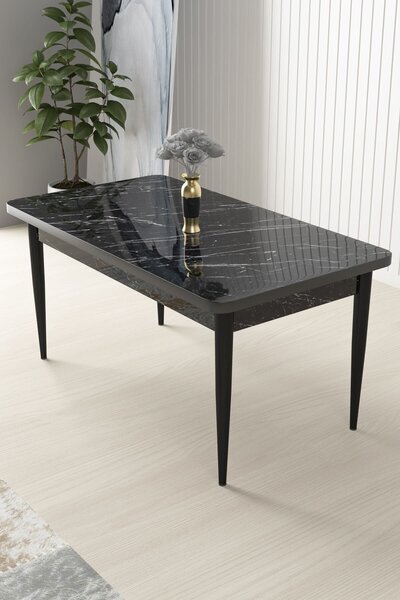 Hanah Home Étkezőasztal Fekete Márvány Black Nil - Fekete Márvány, Fekete