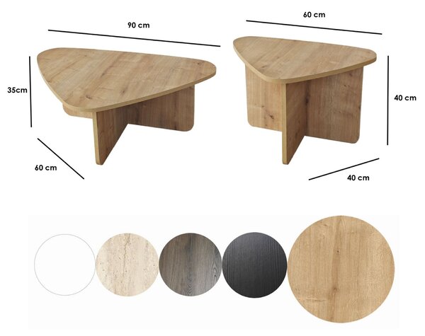 Hanah Home Dohányzóasztal szett Sapphire Oak Ballare szett - Sapphire Oak