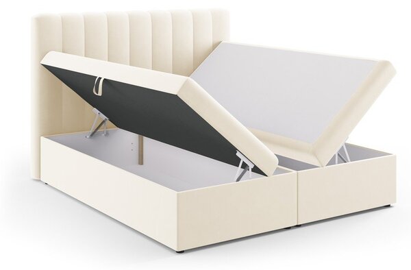 Bézs boxspring ágy tárolóhellyel 180x200 cm Gina – Milo Casa