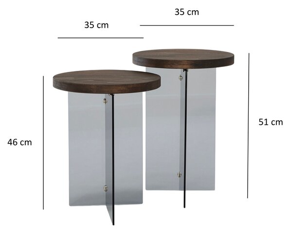 Hanah Home Serenity Dohányzóasztal Szett 2 darabos - dió, sötétszürke