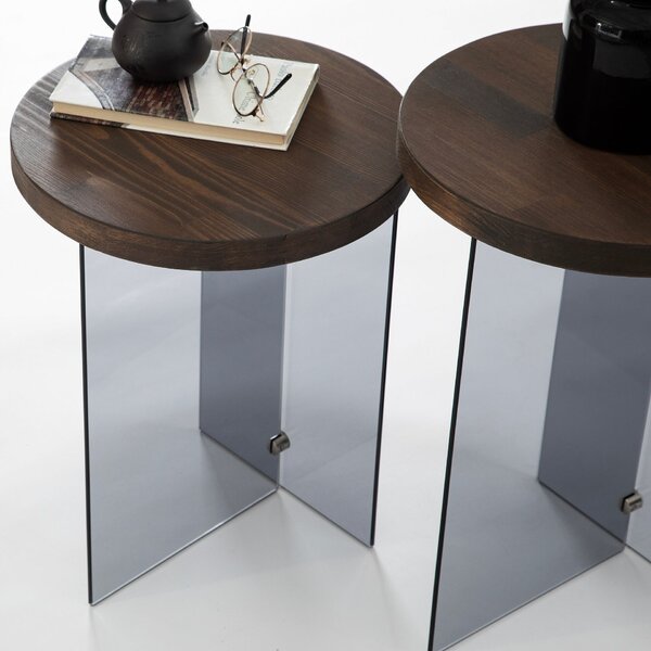 Hanah Home Serenity Dohányzóasztal Szett 2 darabos - dió, sötétszürke