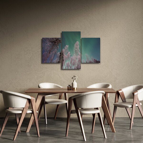 Az aurora borealis képe fagyos fák felett (90x60 cm)