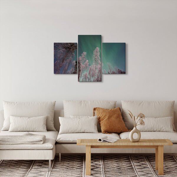 Az aurora borealis képe fagyos fák felett (90x60 cm)