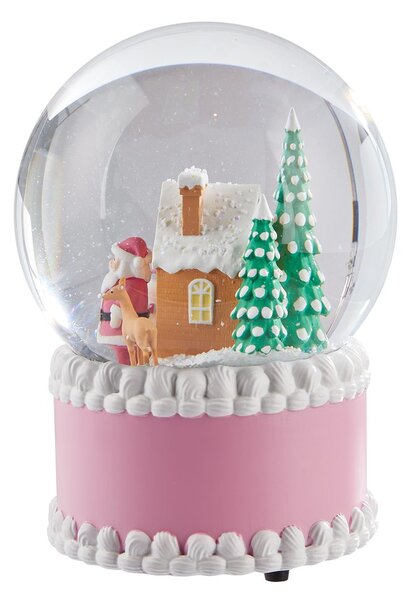 X-MAS zenélő hógömb 12cm , rózsaszín