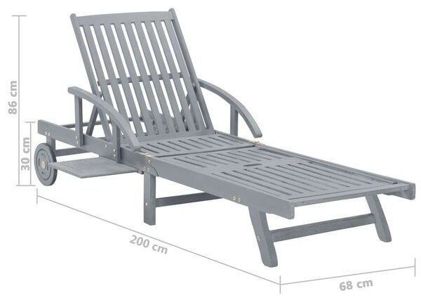 VidaXL Akácfa Napozóágy - 200cm - Szürke